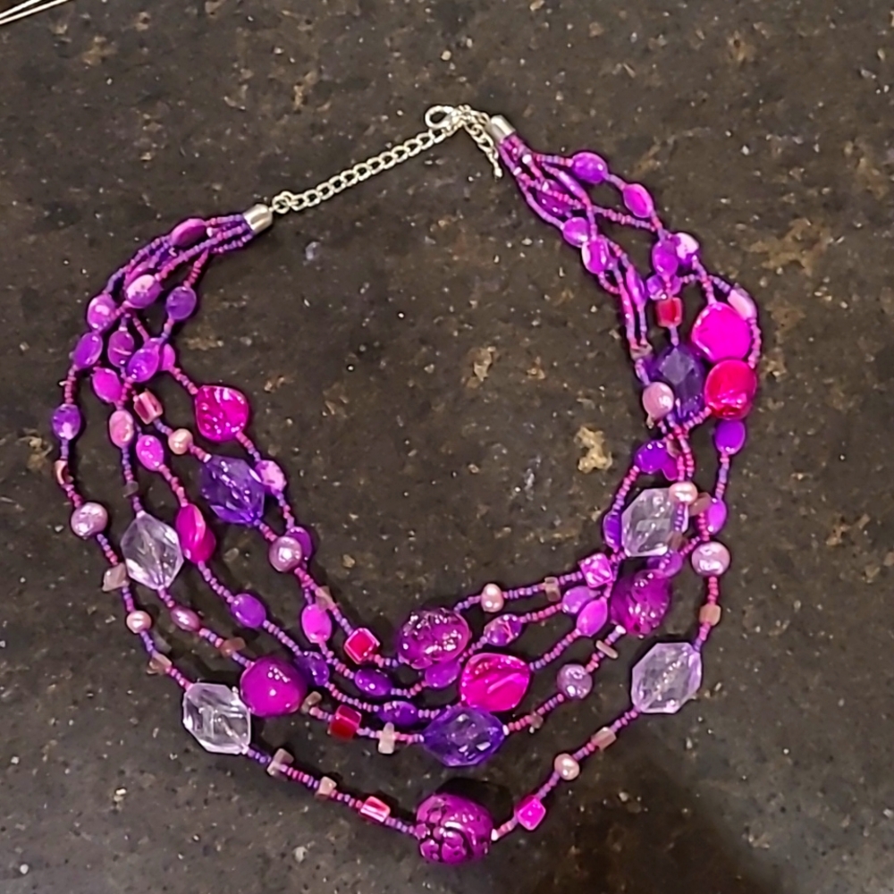 Women's purple 4 strand necklace